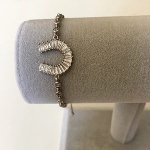 🐎 925 silver horseshoe tennis slider bracelet